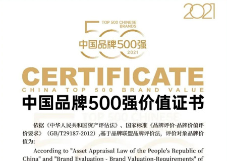 金沙集团3354cc电子入选“2021中国品牌500强”，上榜央企第21位！